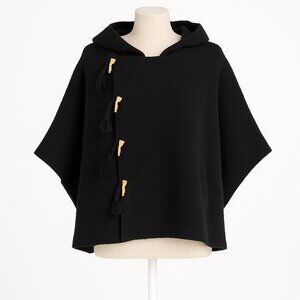 Free People Toggle Poncho Cape Jacket Black One Size Oversized Boho NEW